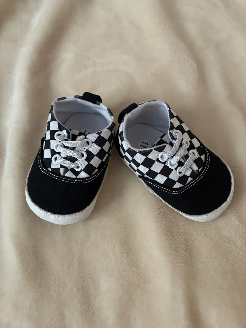 Kids Black & White Checkered Canvas Sneakers